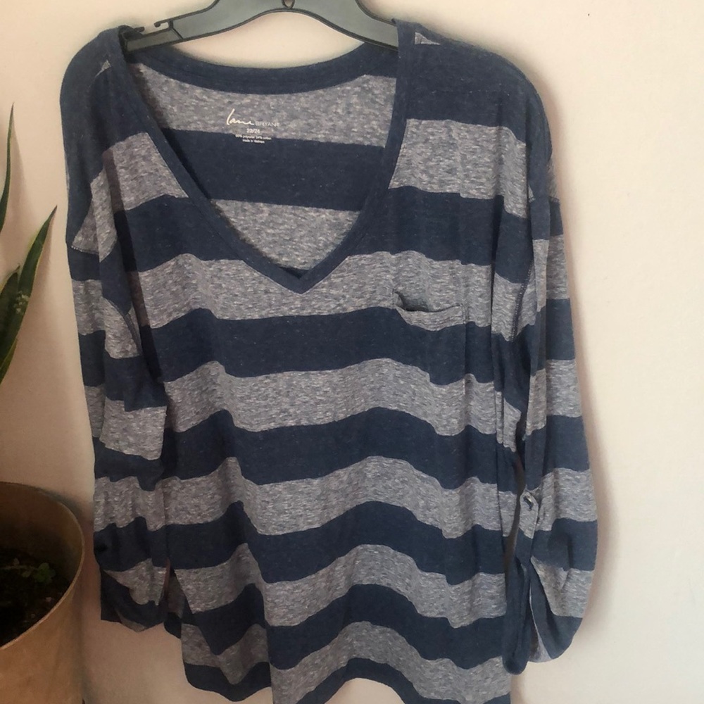 Lane Bryant 22/24 blue and gray striped top